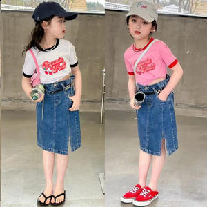 Conjuntos de Ropa de Verano para Niños 2024, Camiseta con Estampado de Cerezas y Falda Vaquera Corta, Conjuntos Casuales de 2 Piezas para <span class=keywords><strong>Niñas</strong></span> - Product Image 5