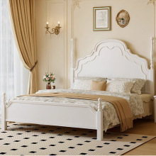 French Solid Wood 1.8m <b>Double</b> <b>Bed</b> Master Bedroom 1.5m Cream Style Pure White Princess American Storage <b>Bed</b> - Product Image 4