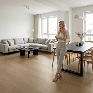 Suelo de Madera de <span class=keywords><strong>Roble</strong></span> Blanco Certificado E0, Resistente al Desgaste, de Abedul, en Tablas Grandes de 1910X192X14.5/1.2mm, para Sala de Estar - Product Image 6