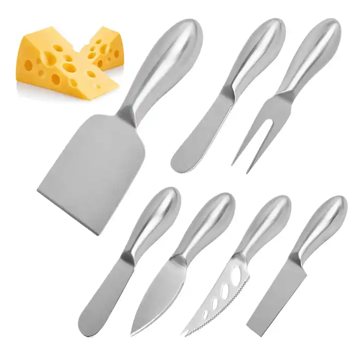 Stainless steel cheese 7 pcs set cheese knife set and fork