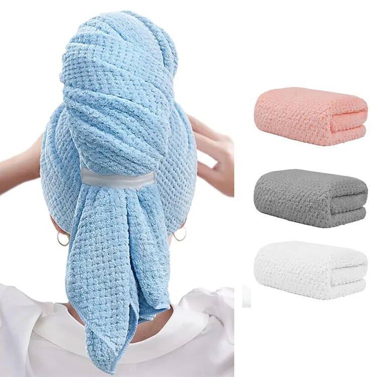 Toalha retangular de secagem rápida personalizada, toalha de microfibra absorvente para cabelo, turbante leve e leve, para secagem rápida, personalizada por atacado