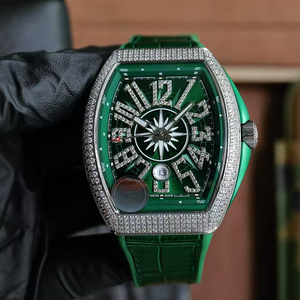Reloj Automático de Alta Gama para Caballero, con Fecha, Diamantes, Plateado Náutico Verde Luminoso, Resistente al Agua, con Acabado de Alta Precisión - Product Image 2