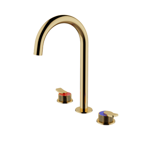 Robinet mitigeur de lavabo CUPC en laiton doré, à <span class=keywords><strong>deux</strong></span> poignées, 3 trous, pour salle de bain - Product Image 1