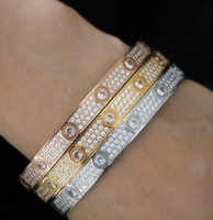 Bracelet de Luxe en Acier Inoxydable Doré pour Femme, Bijou de Mode Fine, Designer de Marque, Zircon Sertie de Diamants, Modèle Vis d'Amour