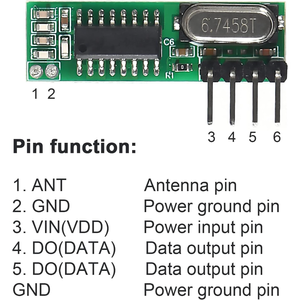 433MHz <b>Wireless</b> RF <b>Transmitter</b> and Receiver Module with Antenna, ASK Remote Control DIY Kit For Arduino Projects - Product Image 4