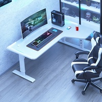Bureau d'angle debout en forme de L chaise et table de jeu sur ordinateur