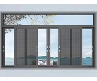 Fenêtre coulissante moderne à triple rail en alliage d'aluminium à double vitrage, rideau suspendu coupe-vent en acier inoxydable pour écran pliant