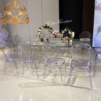 Table à manger rectangulaire en acrylique transparent bon marché de luxe