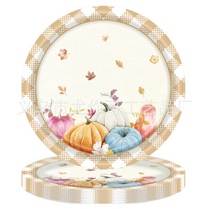 Colorful Pumpkin <b>Paper</b> Plates Thanksgiving Party Disposable Tableware Set Scene Decoration Venue Setup Props - Product Image 2