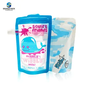 Digital printing plastic food grade clear drink reusable spout pouch bag beverage disposable drink squeeze packaging