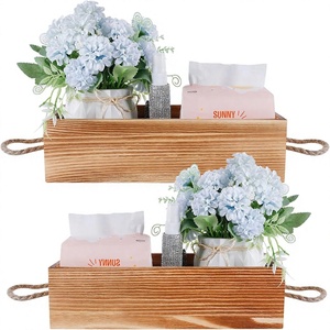 Wooden Storage Basket with Handles, Natural Woven Rattan Organizer <b>Bins</b> for Home, <b>Kitchen</b>, Bathroom & Laundry - Product Image 1