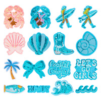 Patchs thermocollants brodés par ordinateur pour vêtements, motifs Série Océan Bleu, Paillettes, Coquillage, Vague, Surf