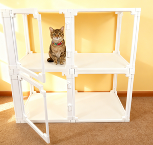 Recinto per Gatti in Materiale ABS Completamente Trasparente Gabbia di Sicurezza per Piccoli Animali Uso Interno Casa Balcone Letto per Gatti a Doppio Strato - Product Image 1