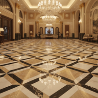 Carrelage Céramique Géométrique Luxe Moderne Antibactérien Motif Brillant 600x600mm pour Villa, Hôtel, Hall, Salon, École