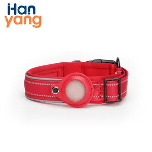 Hanyang-collar de entrenamiento para perros, accesorio personalizado de nailon, mediano y grande, resistente, con hebilla de Metal y funda apple airtag