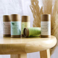 Bâton de déodorant naturel personnalisé tube de papier kraft en carton rigide zéro déchet imprimé sur mesure 0.3oz 1.5oz 3oz