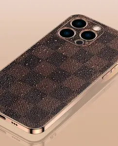 竞争定制品牌标志设计师豪华批发手机外壳适用于iPhone 15 12 13 14 11 pro max皮革手机外壳