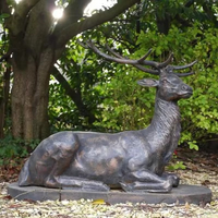 Vente chaude Antique Bronze Cerf Statues Grandeur Nature Jardin Parcs Décoration Extérieure Fer Animaux Sculptures Sculpture Personnalisée