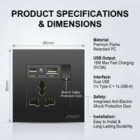 Enchufe Universal Multicolor Opcional con Carga Rápida PD de 18W y Puertos USB Dobles para Uso Doméstico y Comercial