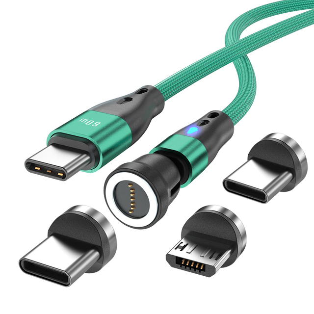 Wholesale PD 60W 7PIN Usb C 3A Fast Charging 3-in-1 Magnetic Attraction 3 in 1 540 Degree Rotating Magnetic Data Type C Cable