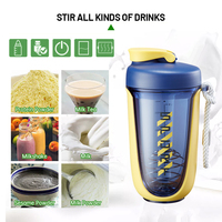 Fonwhy Personnalisé 590ml PC Plastique Gym Sport Shaker Bouteille Protéine Poudre Mélangeur Gobelets à Eau avec Poignées Corde pour Camping Extérieur