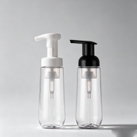 Flacon pompe à mousse ovale de 200 ml en PET transparent avec pompe noire ou blanche pour mousse et savon pour les mains