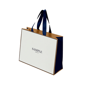 Luxury <b>White</b> Gusseted Rectangle <b>Paper</b> Bag Twisted Handles Recyclable Art <b>Paper</b> Offset Printing Reusable Business Promotion - Product Image 1