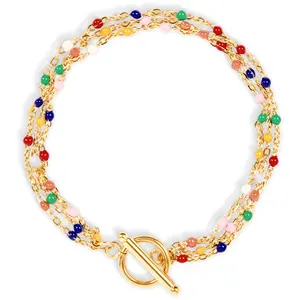 Gemnel new arrivals fancy boho clarita colorful enamel toggle bracelet women