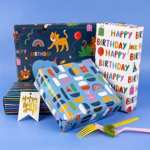 Custom Eco-Friendly Birthday Theme Gift <b>Wrapping</b> <b>Paper</b> Roll Double-Sided PE Recyclable Digital Printing Compatible Custom - Product Image 4