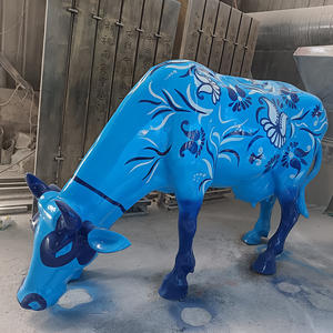 Açık fiberglas heykel özelleştirilmiş hayvanlar boğa heykeli inek süt sığır resimleri dekoratif süsler - Product Image 3