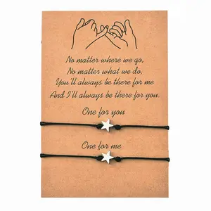 Pulsera de tarjeta hecha A mano para hombre y mujer, brazalete ajustable con cuerda de estrella para mejores amigos, regalo para parejas, 2 uds.