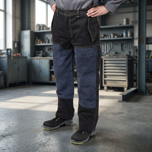 <b>Men's</b> <b>Black</b> And Navy Canvas <b>Work</b> <b>Pants</b> High Waist Button Fly Multiple Pockets Breathable Workwear Style - Product Image 2