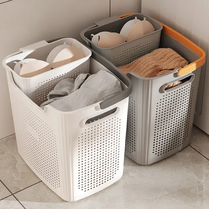 Cesta de lavandería Cesta de almacenamiento grande/Cesta de lavandería de plástico transpirable para el hogar/Cesta de almacenamiento portátil