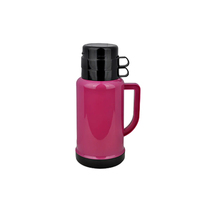 2024 nuevo termo de plástico al vacío botella de agua interior de vidrio rosa con 2 tazas