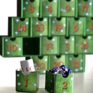 Großhandel Papier Ramadan Weihnachten benutzer definierte Advents kalender Pappe Schokolade blind Baby Andenken Box 12 Tage