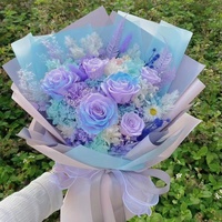 Vente en gros de cadeaux de fête des mères fleurs séchées éternelles Real Touch ballons bouquet de roses conservées pour les cadeaux de Saint-Valentin