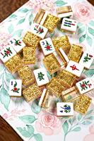 Tuiles de Mahjong en Acrylique Transparent Premium avec Paillettes Dorées, Épaissies, pour Jeu Manuel, Ensemble de Mahjong en Cristal pour Jeu de Table Domestique