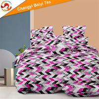 Drap de lit Queen Size en polyester bon marché Ensembles de literie housse de couette draps et taies d'oreiller doubles imprimés en microfibre