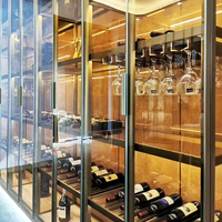 Meuble mural de luxe or noir grande armoire à vin d'angle avec lumière