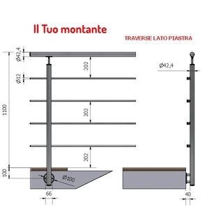Fijación Lateral Vertical, Altura Interior Mt 42,4 Ø, Acero Inoxidable Pulido, 4 PULIDOS, AISI 316 - Product Image 1