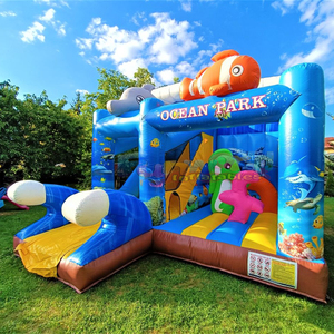 Castillo inflable Chateau Gonflable Ocean Park con tobogán, brincolín comercial para exteriores. - Product Image 1