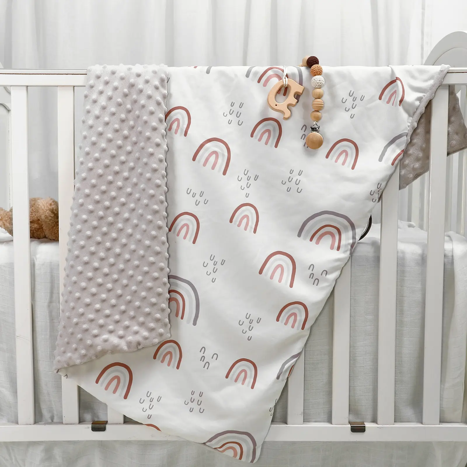 Snelle Verzending Nieuwe Geboren Gift Polka Dot Zachte Fleece Minky Baby Dekens