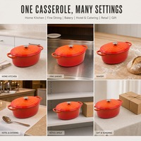 Casserole ovale émaillée Joho 31 cm, faitout avec couvercle pour la cuisine à domicile, le camping, ustensiles de cuisine, fournisseur en gros OEM ODM