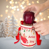 Nouveau sac cadeau de Noël en toile imprimée avec cordon de serrage, sac à bonbons en forme de dessin animé pour la veille de Noël des enfants de maternelle, style européen et américain