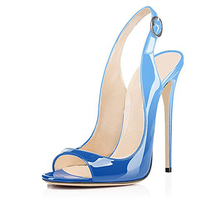 Sandalias de tacón alto para mujer, de charol, con degradado de color, zapatos de vestir, slingbacks con correa de hebilla, destalonados, de punta abierta, tacón de aguja - Product Image 2