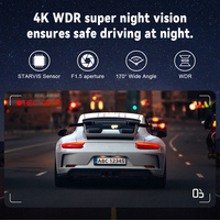 Caméra embarquée de voiture mini DVR avec écran IPS 4K+1K, enregistrement routier en boîte noire, double objectif avant et arrière, GPS