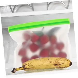 再封可能な大型プラスチック食品貯蔵保存環境にやさしい再利用可能なシリコンバッグ
