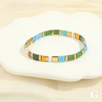 Bracelet fait main personnalisé en perles Bracelet de Bohème Géométrique Coloré Peinture Élastique pour Femmes Cadeau