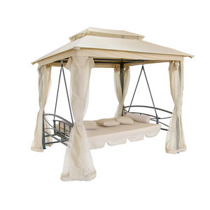 Kursi Ayun Taman 3 Dudukan dengan Gazebo Atap Ganda Rangka Baja untuk Taman - Product Image 1