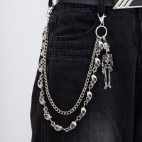 Chaîne de Taille Crâne Style Punk Sombre Homme, Chaîne pour Jean et Pantalon, Accessoires Hip-hop de Rue Personnalisés